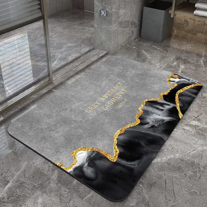 Quicksand and golden grey Modern Absorbent Diatomaceous Earth Bath Mat - Quick Dry, Non-Slip, Soft Bathroom V888-ELOSUNG34725