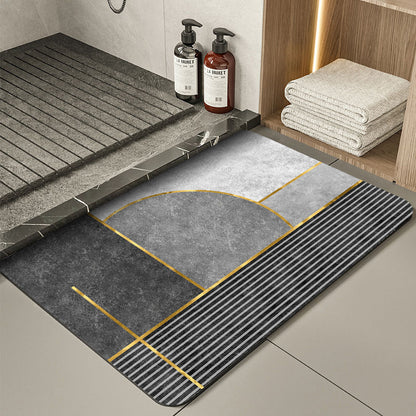 Modern Geometry Modern Absorbent Diatomaceous Earth Bath Mat - Quick Dry, Non-Slip, Soft Bathroom Floor Mat V888-ELOSUNG34726