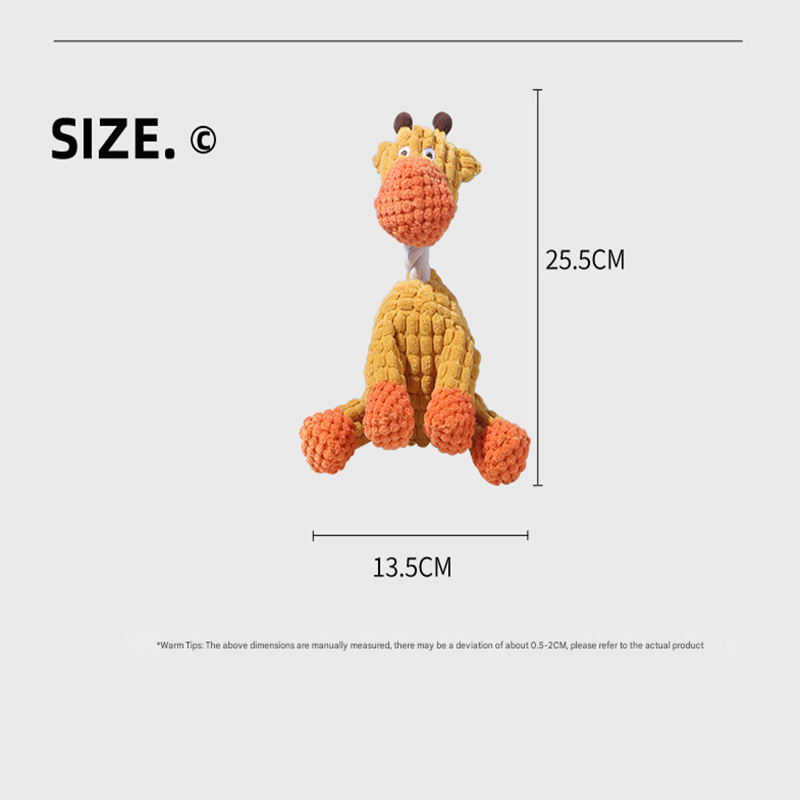 Grey donkey Cuddly Corduroy Squeaky Animal Toy - Interactive Plush Chew for Dogs V888-ELOSUNG34736