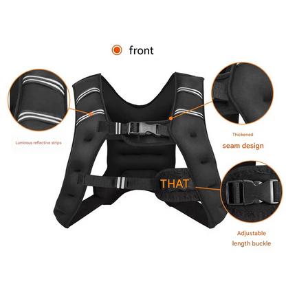 Black Gym Partner Weighted Vest - Adjustable & Reflective for Running, Training & Strength Building(3KG) V888-ELOSUNG34738