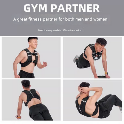 Black Gym Partner Weighted Vest - Adjustable & Reflective for Running, Training & Strength Building(5KG) V888-ELOSUNG34739