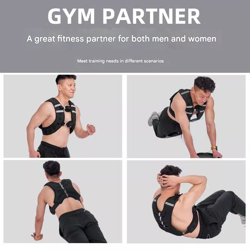 Black Gym Partner Weighted Vest - Adjustable & Reflective for Running, Training & Strength Building(8KG) V888-ELOSUNG34740