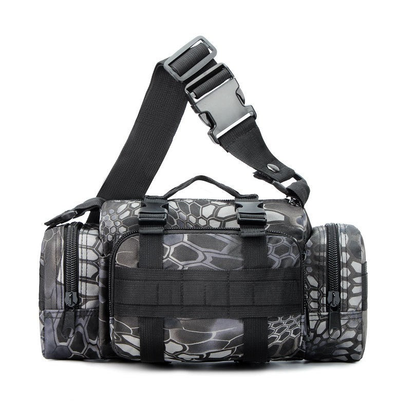 Black python pattern Tactical Outdoor Waist Bag - Durable Multi-functional Crossbody Shoulder Pack for Men & V888-ELOSUNG34748