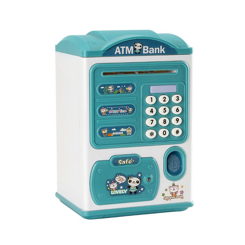 Blue panda Kids Smart ATM Piggy Bank - Automatic Bill Scroll, Password & Fingerprint Unlock with Fun Features V888-ELOSUNG34749