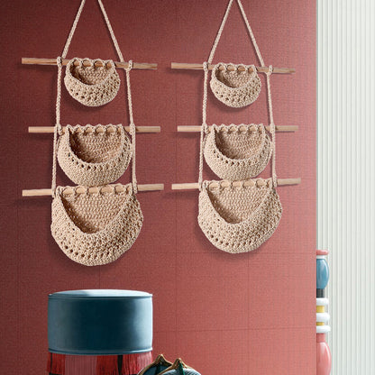 Single-layer hemp rope style Bohemian Hanging Fruit Basket - Wall-Mounted Woven Storage Net Pocket for V888-ELOSUNG34762
