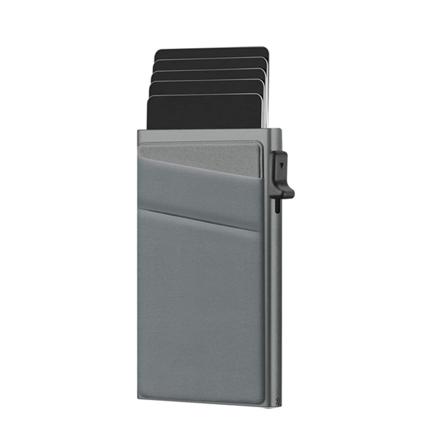 Grey Ultra-Slim RFID Blocking Pop-Up Wallet - Automatic Card Holder with Metal Case & Secure Screw Base V888-ELOSUNG34764