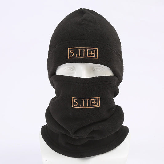 Black Outdoor Thermal Fleece Balaclava - Windproof Cycling Hat & Neck Warmer for Winter Sports - Thickened V888-ELOSUNG34784