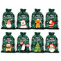 Green grid Christmas Gift Drawstring Bags Set - Festive Burlap Style Pouches for Candy & Apples - Holiday V888-ELOSUNG34791