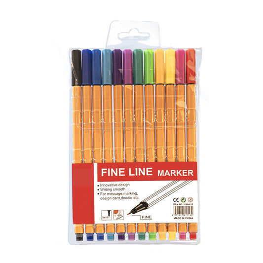 2 pcs twelve colors Fine Line Marker Pen Set - Watercolor Needle Tip Drawing Pens for Outlining, Sketching & V888-ELOSUNG34797