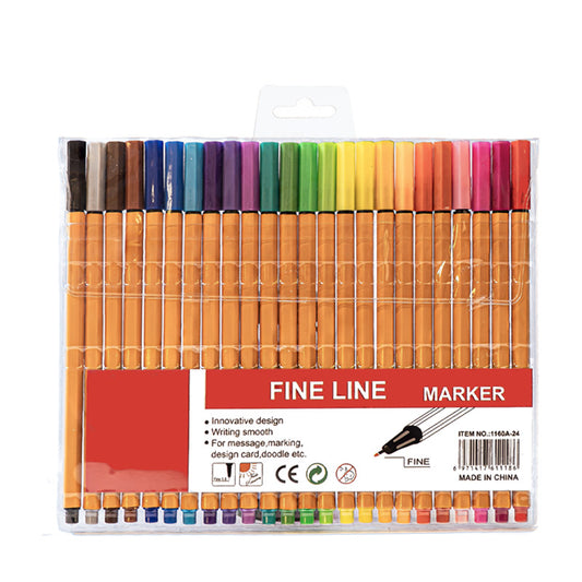 2 pcs twenty-four colors Fine Line Marker Pen Set - Watercolor Needle Tip Drawing Pens for Outlining, V888-ELOSUNG34799