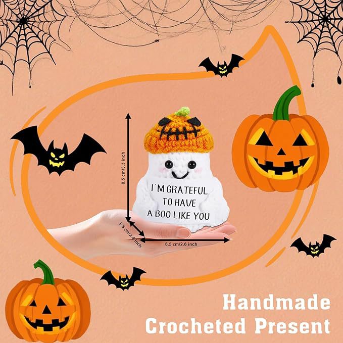 2 PCS White Spooky & Sweet: Handmade Crocheted Ghost Doll - Halloween Party & Home Decor Gift(A) V888-ELOSUNG34803