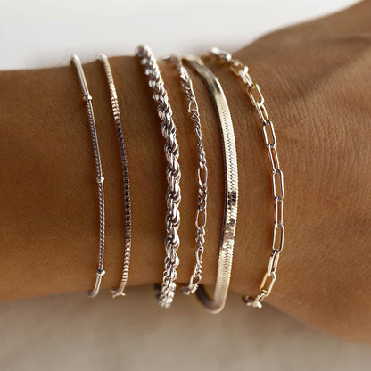 A Silver six-piece set Chic Multi-Layered Alloy Bracelet Set - Fashionable Stackable Jewelry V888-ELOSUNG34818