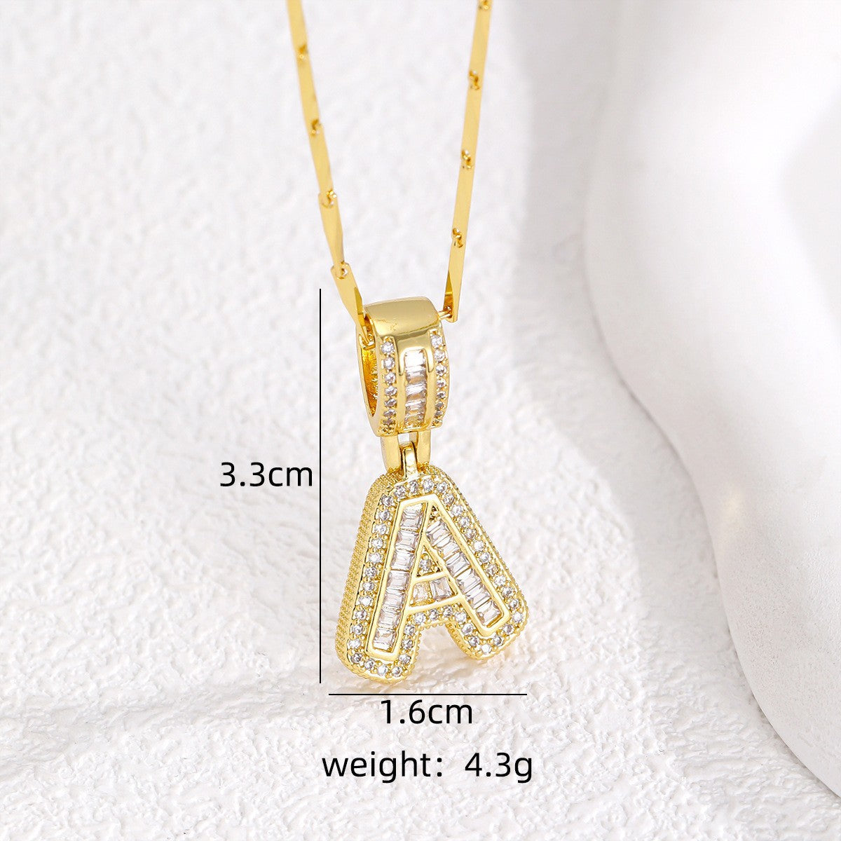Sparkling Cubic Zirconia Initial Letter Necklace Set - Gold Plated Two-Piece Design(B) V888-ELOSUNG34820
