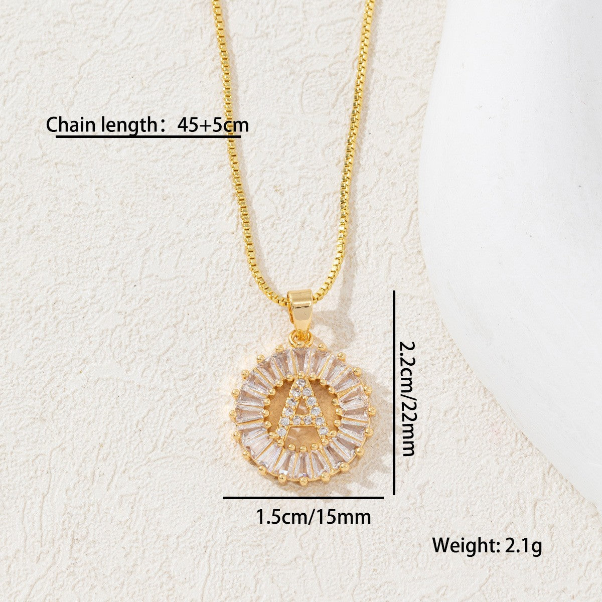 Sparkling Cubic Zirconia Initial Letter Necklace Set - Gold Plated Two-Piece Design(C) V888-ELOSUNG34821