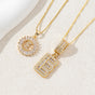 Sparkling Cubic Zirconia Initial Letter Necklace Set - Gold Plated Two-Piece Design(E) V888-ELOSUNG34823