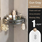 Gun grey Premium No-Drill Corner Shower Caddy - Thickened ABS Bathroom Storage Shelf with Hooks, Quick Wall V888-ELOSUNG34824