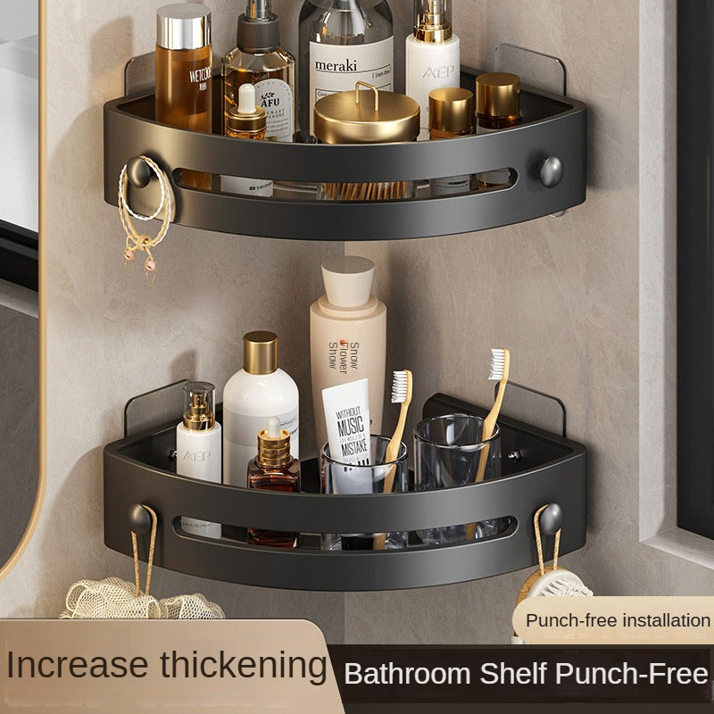 Two layers of gun gray Premium No-Drill Corner Shower Caddy - Thickened ABS Bathroom Storage Shelf with V888-ELOSUNG34826