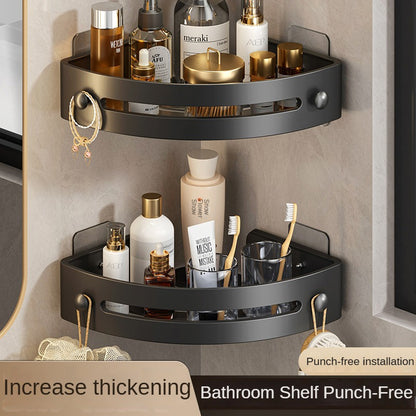 Two layers of elegant black Premium No-Drill Corner Shower Caddy - Thickened ABS Bathroom Storage Shelf with V888-ELOSUNG34827