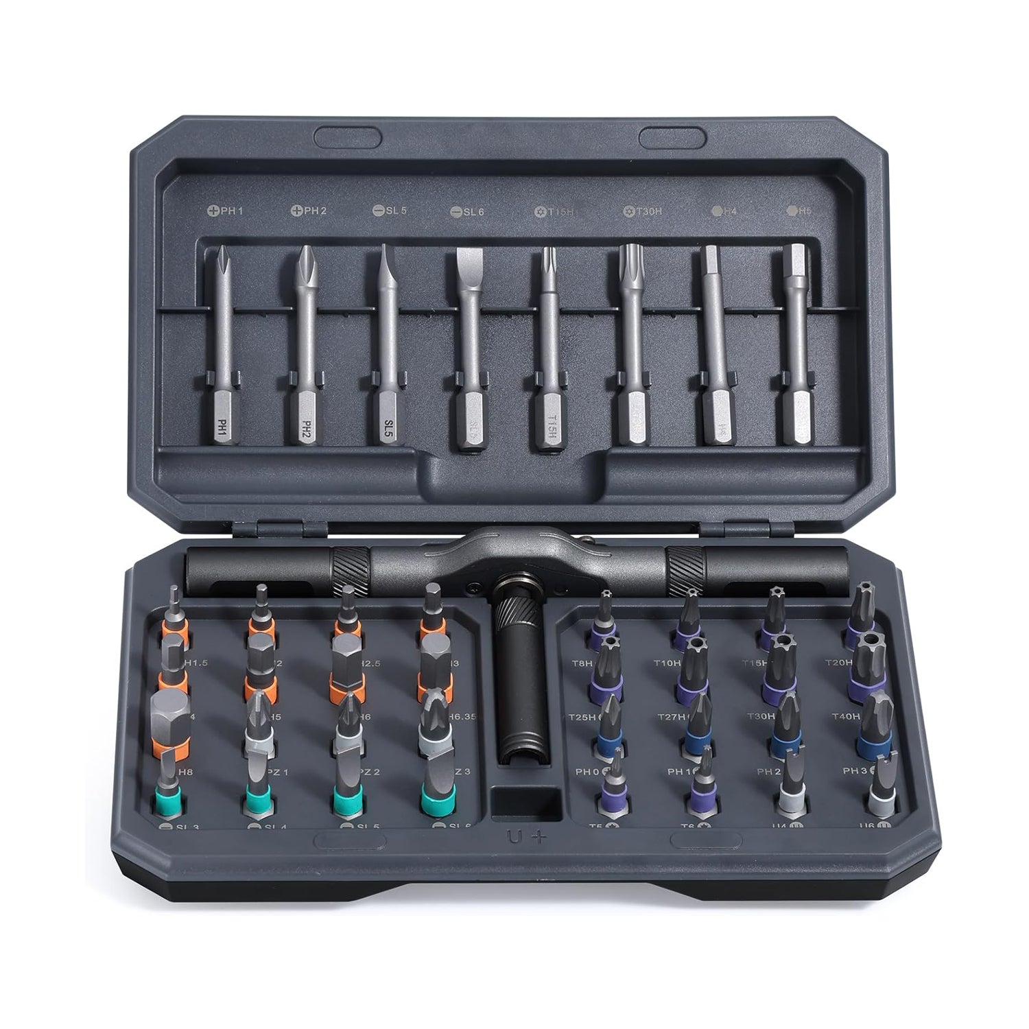A 42-piece set Black Insulated Screwdriver Set - Multi-Bit Electrician's Tool Kit with Magnetic Tips & V888-ELOSUNG34838