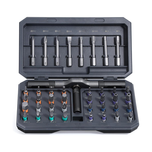 A 42-piece set Black Insulated Screwdriver Set - Multi-Bit Electrician's Tool Kit with Magnetic Tips & V888-ELOSUNG34838