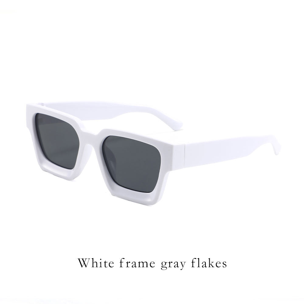 White frame with gray tiles Classic Square Frame Sunglasses - Unisex UV400 Protection, Lightweight & V888-ELOSUNG34842