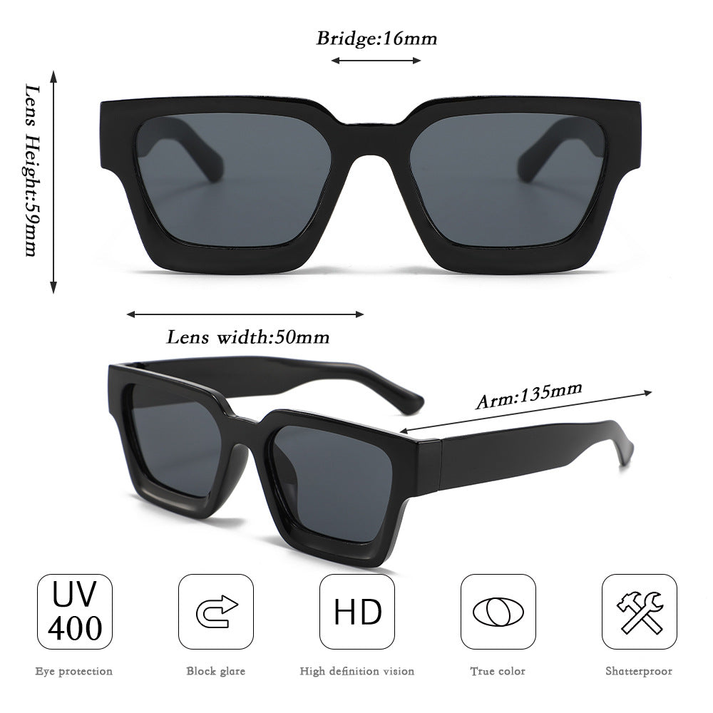 Transparent frame with grayish blue patches Classic Square Frame Sunglasses - Unisex UV400 Protection, V888-ELOSUNG34844