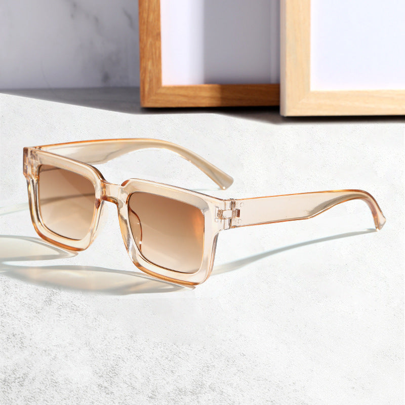 Brown Classic Square Frame Sunglasses - Unisex UV400 Protection, Lightweight & Face-Slimming Design - High V888-ELOSUNG34845