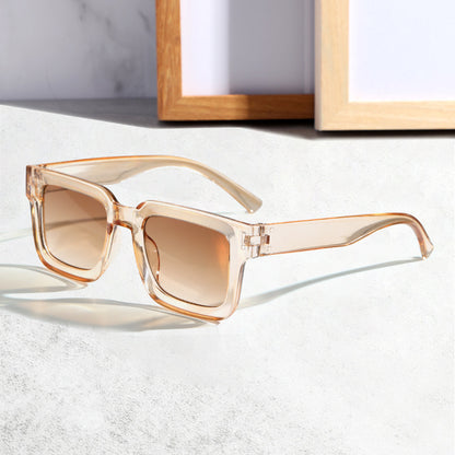 Brown Classic Square Frame Sunglasses - Unisex UV400 Protection, Lightweight & Face-Slimming Design - High V888-ELOSUNG34845