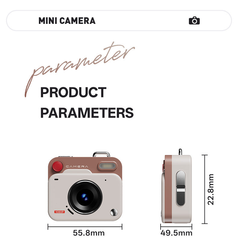 Black Retro Mini Digital Camera Keychain - 48MP Portable Pocket Camcorder with 1080p HD Video V888-ELOSUNG34851