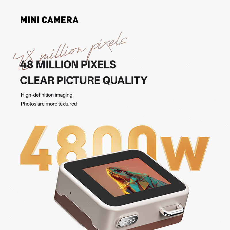 White Retro Mini Digital Camera Keychain - 48MP Portable Pocket Camcorder with 1080p HD Video V888-ELOSUNG34852