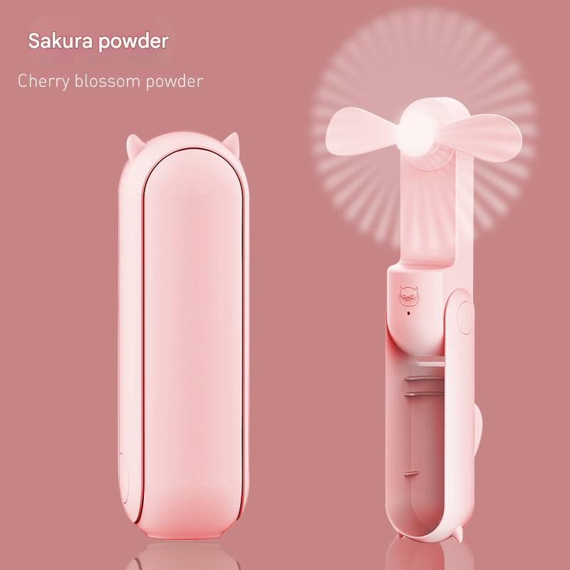 Pink 2-in-1 Foldable Mini Fan & Power Bank - Ultra-Compact USB Rechargeable Personal Fan V888-ELOSUNG34855