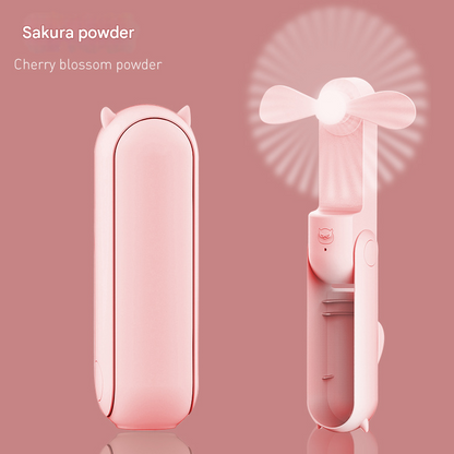 Pink 2-in-1 Foldable Mini Fan & Power Bank - Ultra-Compact USB Rechargeable Personal Fan V888-ELOSUNG34855