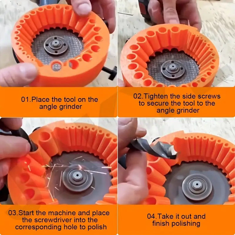 2 PCS Orange Universal Drill Bit Sharpener Attachment - Revive Dull Bits with Your Angle Grinder V888-ELOSUNG34856