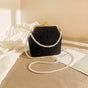 Black Elegant Vintage Kiss-Lock Purse with Pearl Straps - Textured Frame Clutch Bag V888-ELOSUNG34859