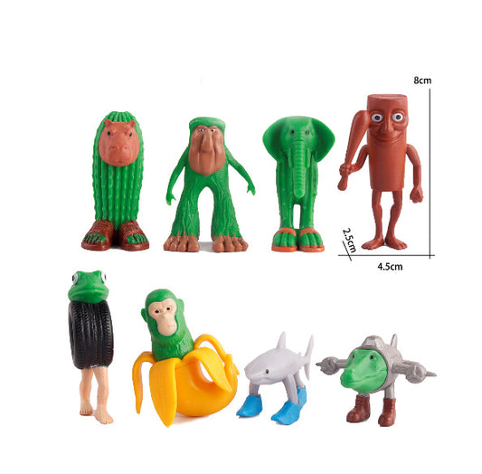 Eight-piece set Whimsical Creature & Monster Figurine Collection - Set of Bizarre PVC Mini Toys for Desk Decor V888-ELOSUNG34863