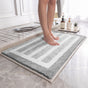 Grey Plush Striped Bath Mat - Ultra Soft, Absorbent & Non-Slip Bathroom Rug for Shower and Tub V888-ELOSUNG34866