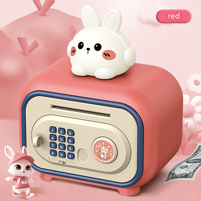 Red Electronic Piggy Bank Safe for Kids - Automatic Rolling Money Box with PIN & Fingerprint Lock V888-ELOSUNG34885