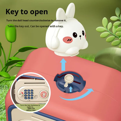 Brown Electronic Piggy Bank Safe for Kids - Automatic Rolling Money Box with PIN & Fingerprint Lock V888-ELOSUNG34886