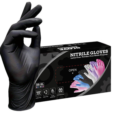 50 Pairs Black Premium Disposable Nitrile Gloves - Powder-Free, Latex-Free & High-Elasticity for V888-ELOSUNG34898