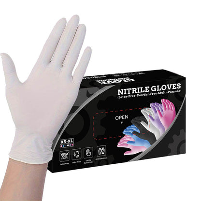 50 Pairs White Premium Disposable Nitrile Gloves - Powder-Free, Latex-Free & High-Elasticity for V888-ELOSUNG34899