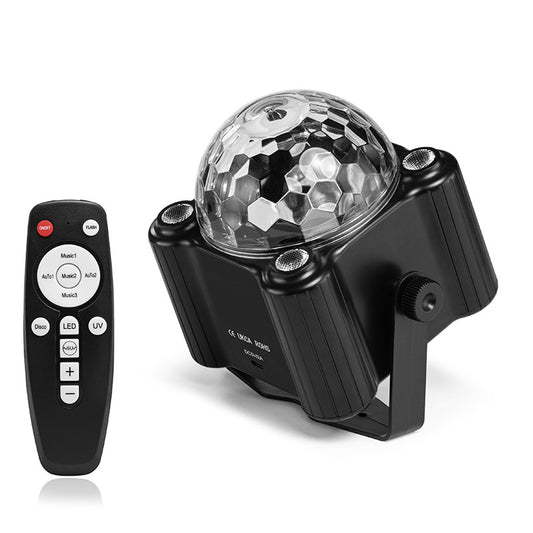 Black Sound Activated Disco Ball Party Light with Remote - RGB Strobe & UV Stage Lighting for Home Parties V888-ELOSUNG34901