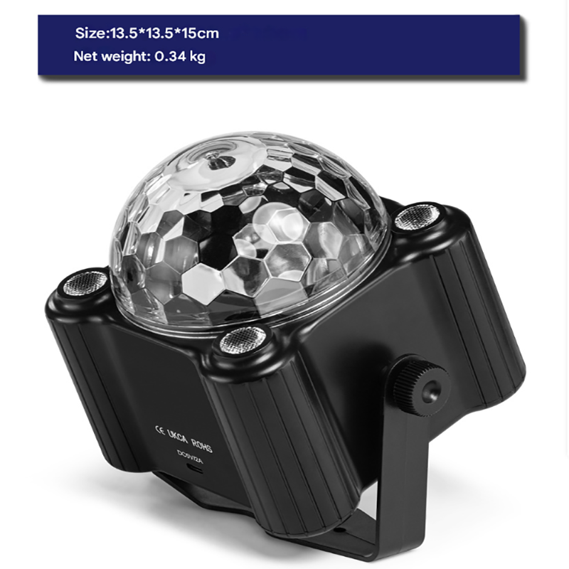 Black Sound Activated Disco Ball Party Light with Remote - RGB Strobe & UV Stage Lighting for Home Parties V888-ELOSUNG34901