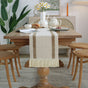 2-PCS Double bars Bohemian Woven Table Runner with Tassels - Rustic Farmhouse Decor for Dining & Coffee Tables V888-ELOSUNG34911