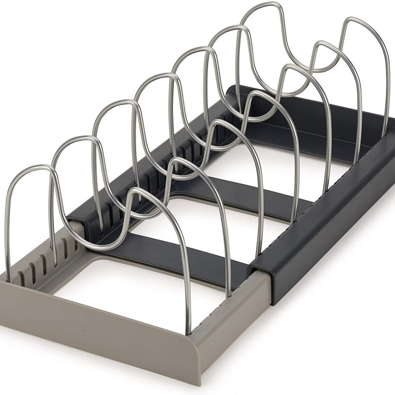 Grey Expandable Pan & Pot Lid Organizer Rack - Adjustable Kitchen Cabinet Storage Holder for Bakeware & V888-ELOSUNG34915