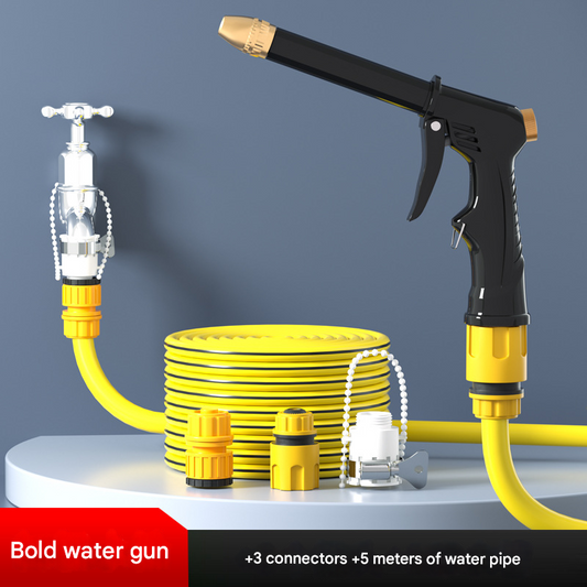 Yellow High-Pressure Car Wash Foam Gun & Hose Set - Adjustable Nozzle for Cleaning, Gardening & Pet V888-ELOSUNG34916