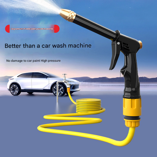 Yellow High-Pressure Car Wash Foam Gun & Hose Set - Adjustable Nozzle for Cleaning, Gardening & Pet V888-ELOSUNG34916
