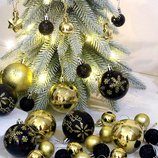 Blue and gold 44-Piece Assorted Christmas Baubles Set with Elegant Designs in Wooden Gift Box - 3-6cm V888-ELOSUNG34925