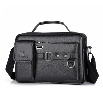 Black lychee pattern Men's Crossbody Shoulder Bag - Premium PU Leather Business & Commute Sling Bag V888-ELOSUNG34928