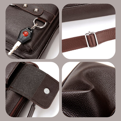 Plain black texture Men's Crossbody Shoulder Bag - Premium PU Leather Business & Commute Sling Bag V888-ELOSUNG34929