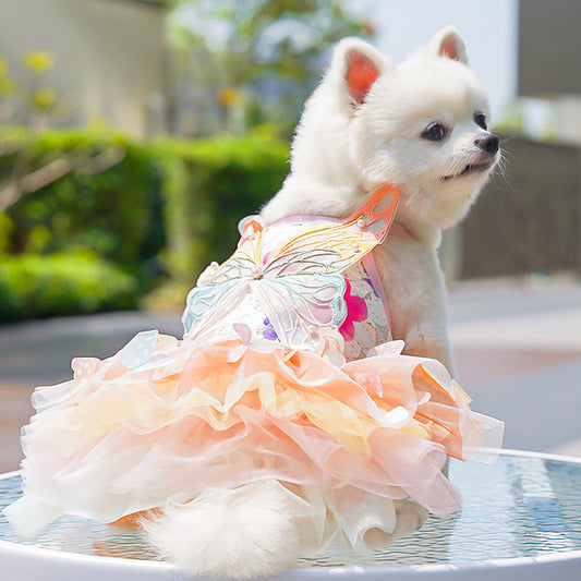 Butterfly Tutu Dress for Dogs & Cats - Summer Pet Princess Gown with Lace Wings and Layered Tulle Skirt(M) V888-ELOSUNG34933